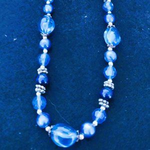 Cobalt and Navy Blue Beaded Necklace